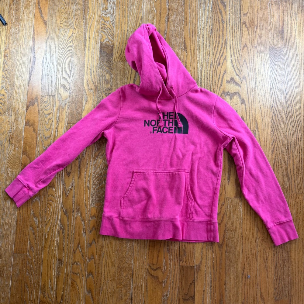 The North Face Womens Pink Logo Pullover Hoodie Sweatshirt Size Medium 3815